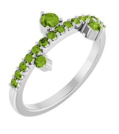 72449 Ring Set 14K White Natural Peridot Round 3 Mm Natural Peridot Polished Natural Peridot Ring
