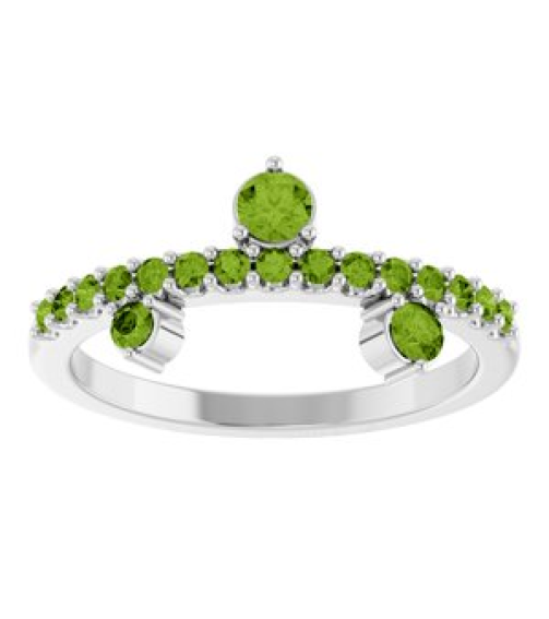 72449 Ring Set 14K White Natural Peridot Round 3 Mm Natural Peridot Polished Natural Peridot Ring