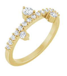 72449 Ring Set 14K Yellow Natural White Sapphire Round 3 Mm Natural White Sapphire Polished Natural White Sapphire Ring