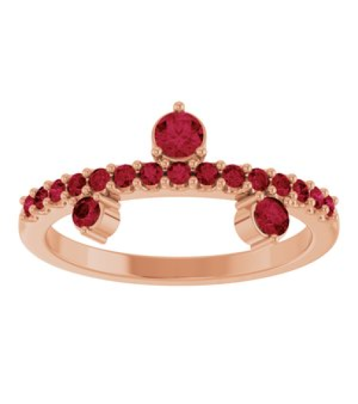 72449 Ring Set 14K Rose Lab-Grown Ruby Round 3 Mm Lab-Grown Ruby Polished Lab Grown Ruby Ring