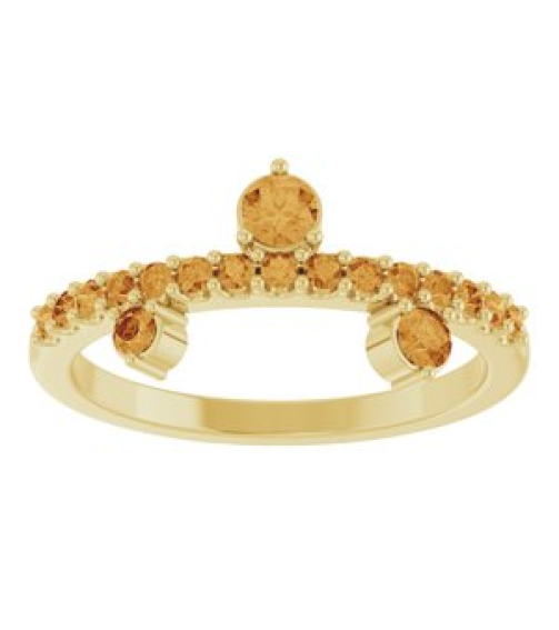72449 Ring Set 14K Yellow Natural Citrine Round 3 Mm Natural Citrine Polished Natural Citrine Ring