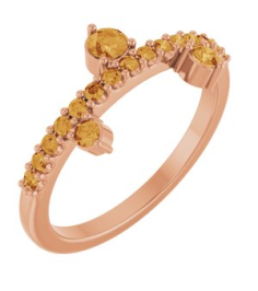 72449 Ring Set 14K Rose Natural Citrine Round 3 Mm Natural Citrine Polished Natural Citrine Ring