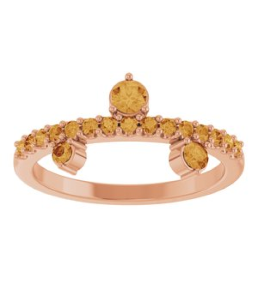 72449 Ring Set 14K Rose Natural Citrine Round 3 Mm Natural Citrine Polished Natural Citrine Ring