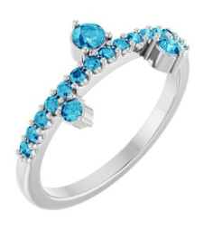 72449 Ring Set 14K White Natural Blue Zircon Round 3 Mm Natural Zircon Polished Natural Blue Zircon Ring