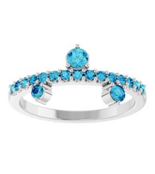 72449 Ring Set 14K White Natural Blue Zircon Round 3 Mm Natural Zircon Polished Natural Blue Zircon Ring