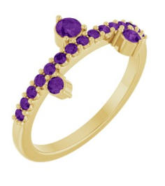 72449 Ring Set 14K Yellow Natural Amethyst Round 3 Mm Natural Amethyst Polished Natural Amethyst Ring