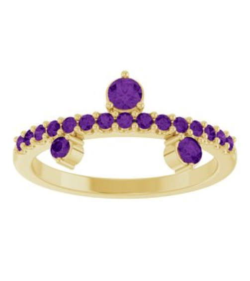 72449 Ring Set 14K Yellow Natural Amethyst Round 3 Mm Natural Amethyst Polished Natural Amethyst Ring