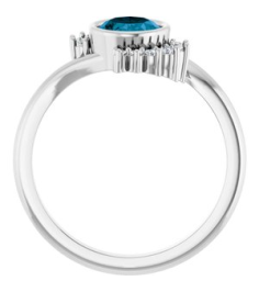 72455 Ring Set Platinum Natural London Blue Topaz Oval 8 X 6 Mm Natural Diamond Polished Natural London Blue Topaz And 18 Ctw Natural Diamond Ring