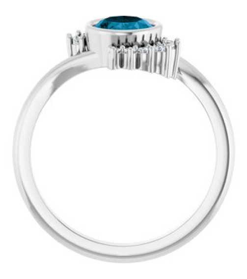 72455 Ring Set Platinum Natural London Blue Topaz Oval 8 X 6 Mm Natural Diamond Polished Natural London Blue Topaz And 18 Ctw Natural Diamond Ring