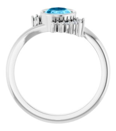 72455 Ring Set 14K White Natural Swiss Blue Topaz Oval 8 X 6 Mm Natural Diamond Polished Natural Swiss Blue Topaz And 18 Ctw Natural Diamond Ring