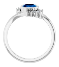 72455 Ring Set Platinum Lab-Grown Blue Sapphire Oval 8 X 6 Mm Natural Diamond Polished Lab-Grown Blue Sapphire And 18 Ctw Natural Diamond Ring