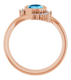 72455 Ring Set 14K Rose Natural Swiss Blue Topaz Oval 8 X 6 Mm Natural Diamond Polished Natural Swiss Blue Topaz And 18 Ctw Natural Diamond Ring