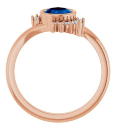 72455 Ring Set 14K Rose Lab-Grown Blue Sapphire Oval 8 X 6 Mm Natural Diamond Polished Lab-Grown Blue Sapphire And 18 Ctw Natural Diamond Ring