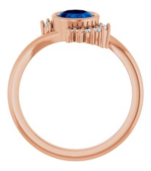 72455 Ring Set 14K Rose Lab-Grown Blue Sapphire Oval 8 X 6 Mm Natural Diamond Polished Lab-Grown Blue Sapphire And 18 Ctw Natural Diamond Ring