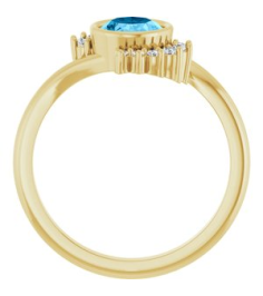 72455 Ring Set 14K Yellow Natural Swiss Blue Topaz Oval 8 X 6 Mm Natural Diamond Polished Natural Swiss Blue Topaz And 18 Ctw Natural Diamond Ring