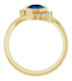 72455 Ring Set 14K Yellow Lab-Grown Blue Sapphire Oval 8 X 6 Mm Natural Diamond Polished Lab-Grown Blue Sapphire And 18 Ctw Natural Diamond Ring