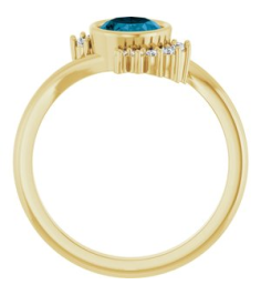 72455 Ring Set 14K Yellow Natural London Blue Topaz Oval 8 X 6 Mm Natural Diamond Polished Natural London Blue Topaz And 18 Ctw Natural Diamond Ring