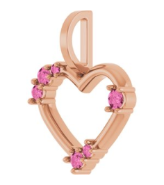 88732 Pendant Set 14K Rose Round Natural Pink Sapphire Natural Pink Sapphire Polished Natural Pink Sapphire Heart Pendant