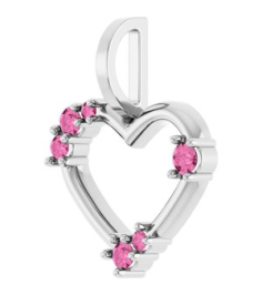 88732 Pendant Set 14K White Round Natural Pink Sapphire Natural Pink Sapphire Polished Natural Pink Sapphire Heart Pendant