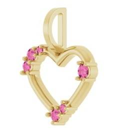 88732 Pendant Set 14K Yellow Round Natural Pink Sapphire Natural Pink Sapphire Polished Natural Pink Sapphire Heart Pendant