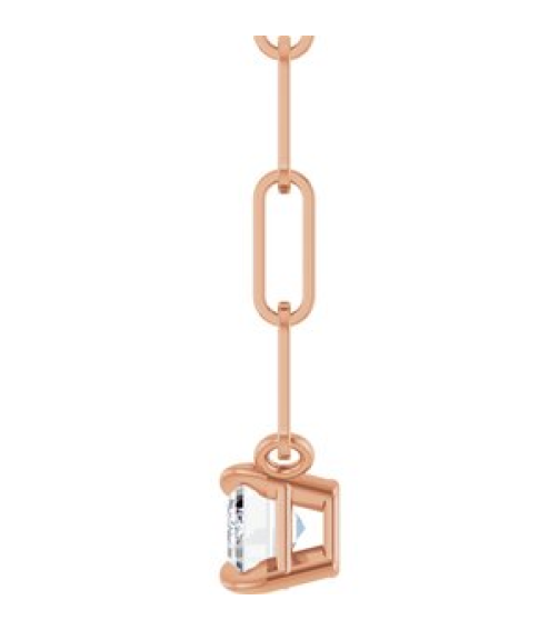 88547 Necklace Set 14K Rose Emerald Lab-Grown Diamond 6 X 4Mm 58 Ct Vs, Fg 16 In Polished 58 Ct Lab-Grown Diamond Solitaire Claw Prong Necklace