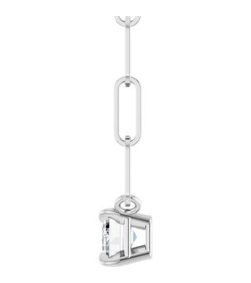 88547 Necklace Set 14K White Emerald Lab-Grown Diamond 6 X 4Mm 58 Ct Vs, Fg 18 In Polished 58 Ct Lab-Grown Diamond Solitaire Claw Prong Necklace