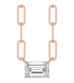 88547 Necklace Set 14K Rose Emerald Lab-Grown Diamond 6 X 4Mm 58 Ct Vs, Fg 18 In Polished 58 Ct Lab-Grown Diamond Solitaire Claw Prong Necklace