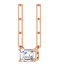 88547 Necklace Set 14K Rose Emerald Lab-Grown Diamond 6 X 4Mm 58 Ct Vs, Fg 18 In Polished 58 Ct Lab-Grown Diamond Solitaire Claw Prong Necklace
