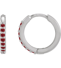 87382 Earring Set 14K White 12.5 Mm 1.6 Mm Lab-Grown Ruby Round 1.3 Mm Pair Hinged Polished Lab-Grown Ruby Hinged Hoop Earrings