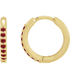 87382 Earring Set 14K Yellow 12.5 Mm 1.6 Mm Lab-Grown Ruby Round 1.3 Mm Pair Hinged Polished Lab-Grown Ruby Hinged Hoop Earrings
