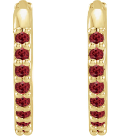87382 Earring Set 14K Yellow 12.5 Mm 1.6 Mm Lab-Grown Ruby Round 1.3 Mm Pair Hinged Polished Lab-Grown Ruby Hinged Hoop Earrings