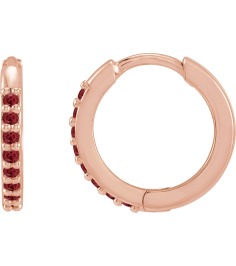 87382 Earring Set 14K Rose 12.5 Mm 1.6 Mm Lab-Grown Ruby Round 1.3 Mm Pair Hinged Polished Lab-Grown Ruby Hinged Hoop Earrings