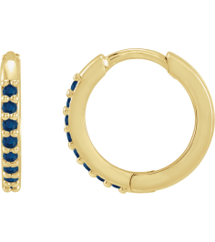 87382 Earring Set 14K Yellow 12.5 Mm 1.6 Mm Lab-Grown Blue Sapphire Round 1.3 Mm Pair Hinged Polished Lab-Grown Blue Sapphire Hinged Hoop Earrings