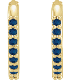 87382 Earring Set 14K Yellow 12.5 Mm 1.6 Mm Lab-Grown Blue Sapphire Round 1.3 Mm Pair Hinged Polished Lab-Grown Blue Sapphire Hinged Hoop Earrings