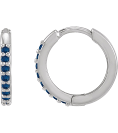 87382 Earring Set Platinum 12.5 Mm 1.6 Mm Lab-Grown Blue Sapphire Round 1.3 Mm Pair Hinged Polished Lab-Grown Blue Sapphire Hinged Hoop Earrings
