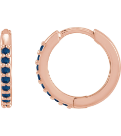 87382 Earring Set 14K Rose 12.5 Mm 1.6 Mm Lab-Grown Blue Sapphire Round 1.3 Mm Pair Hinged Polished Lab-Grown Blue Sapphire Hinged Hoop Earrings