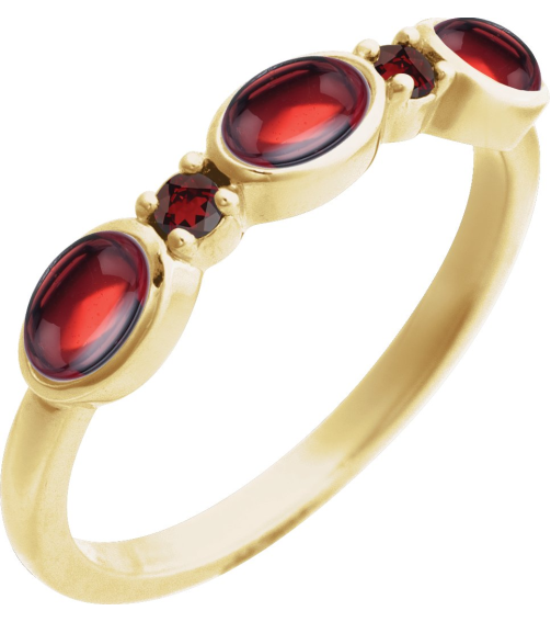 72478 Ring Set 14K Yellow Natural Mozambique Garnet Oval 5 X 3 Mm Natural Mozambique Garnet Polished Natural Mozambique Garnet Cabochon Stackable Ring