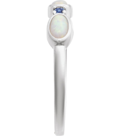 72478 Ring Set Platinum Lab-Grown White Opal Oval 5 X 3 Mm Natural Tanzanite Polished Lab-Grown White Opal Cabochon And Natural Tanzanite Stackable Ring