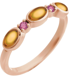 72478 Ring Set 14K Rose Natural Citrine Oval 5 X 3 Mm Natural Pink Tourmaline Polished Natural Citrine Cabochon And Natural Pink Tourmaline Stackable Ring