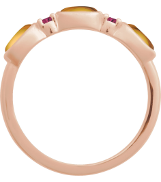 72478 Ring Set 14K Rose Natural Citrine Oval 5 X 3 Mm Natural Pink Tourmaline Polished Natural Citrine Cabochon And Natural Pink Tourmaline Stackable Ring