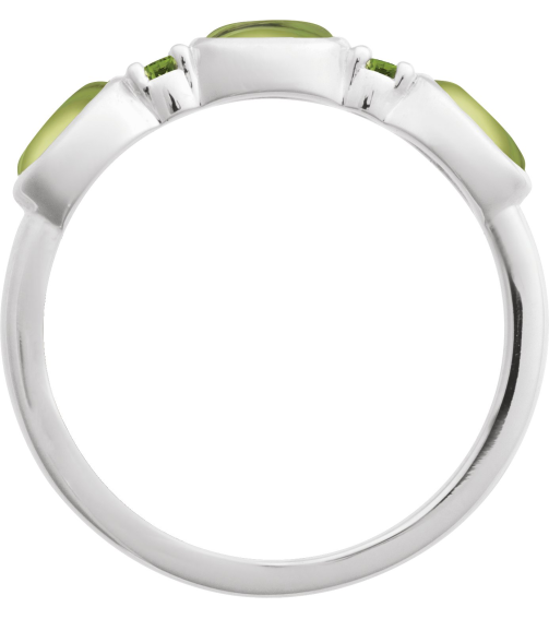 72478 Ring Set Platinum Natural Peridot Oval 5 X 3 Mm Natural Peridot Polished Natural Peridot Cabochon Stackable Ring