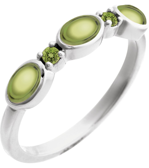 72478 Ring Set Sterling Silver Natural Peridot Oval 5 X 3 Mm Natural Peridot Polished Natural Peridot Cabochon Stackable Ring