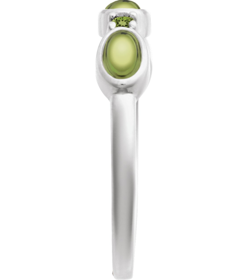 72478 Ring Set Sterling Silver Natural Peridot Oval 5 X 3 Mm Natural Peridot Polished Natural Peridot Cabochon Stackable Ring
