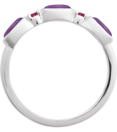 72478 Ring Set Platinum Natural Amethyst Oval 5 X 3 Mm Natural Pink Tourmaline Polished Natural Amethyst Cabochon And Natural Pink Tourmaline Stackable Ring