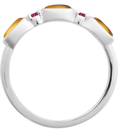 72478 Ring Set Platinum Natural Citrine Oval 5 X 3 Mm Natural Pink Tourmaline Polished Natural Citrine Cabochon And Natural Pink Tourmaline Stackable Ring