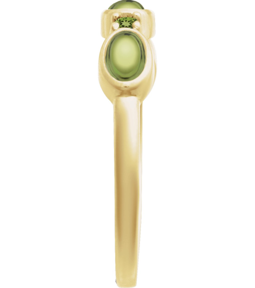 72478 Ring Set 14K Yellow Natural Peridot Oval 5 X 3 Mm Natural Peridot Polished Natural Peridot Cabochon Stackable Ring