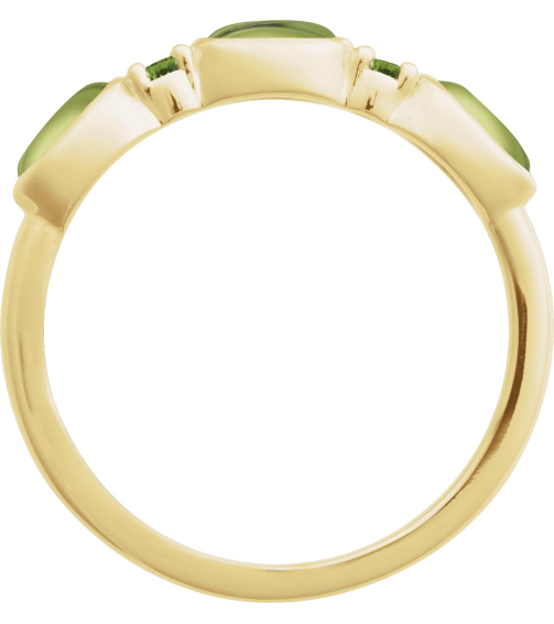 72478 Ring Set 14K Yellow Natural Peridot Oval 5 X 3 Mm Natural Peridot Polished Natural Peridot Cabochon Stackable Ring