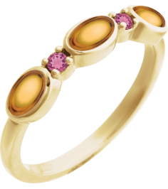 72478 Ring Set 14K Yellow Natural Citrine Oval 5 X 3 Mm Natural Pink Tourmaline Polished Natural Citrine Cabochon And Natural Pink Tourmaline Stackable Ring