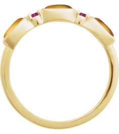 72478 Ring Set 14K Yellow Natural Citrine Oval 5 X 3 Mm Natural Pink Tourmaline Polished Natural Citrine Cabochon And Natural Pink Tourmaline Stackable Ring