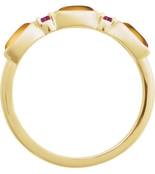 72478 Ring Set 14K Yellow Natural Citrine Oval 5 X 3 Mm Natural Pink Tourmaline Polished Natural Citrine Cabochon And Natural Pink Tourmaline Stackable Ring